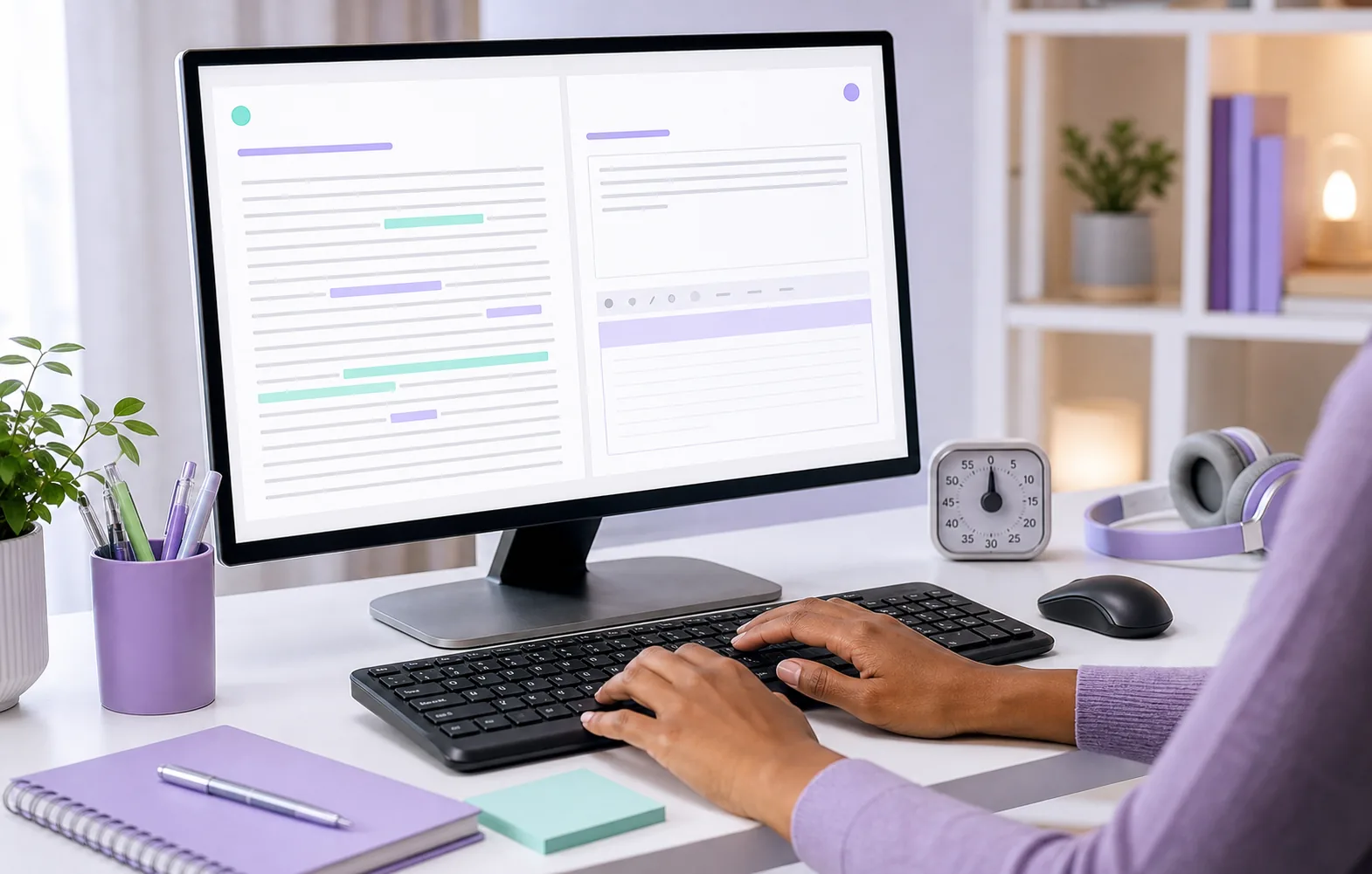 Study Planning practice guide: learner studying with a laptop and notebook